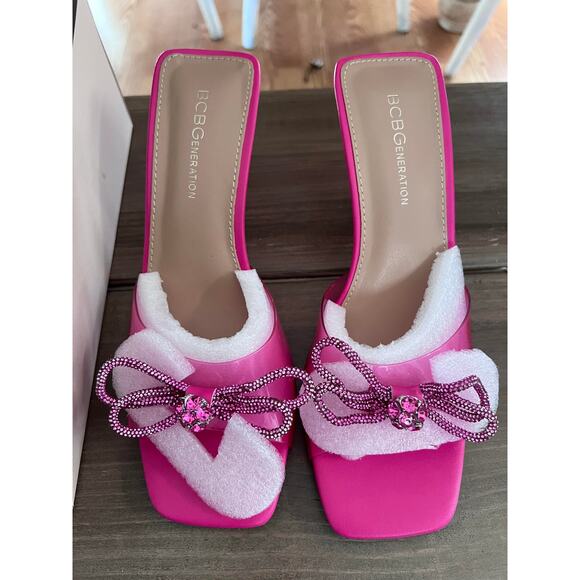 BCBGeneration Mistany Sandal Rhinestone Pink Heel Size 7.5 - Picture 2 of 7
